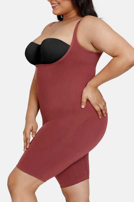 Zivame All Day Seamless Knee Length Bodysuit - Wild Ginger — image 11